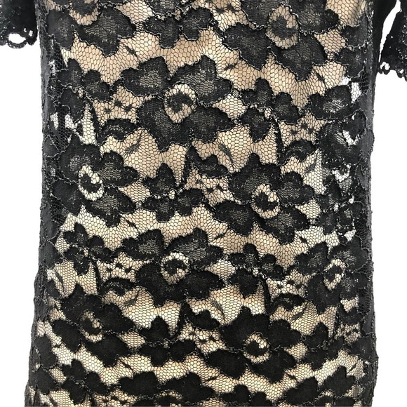 The Perfext Lela Sheer Floral Lace Top Keyhole Slit Back Black Medium NWT - Picture 3 of 12